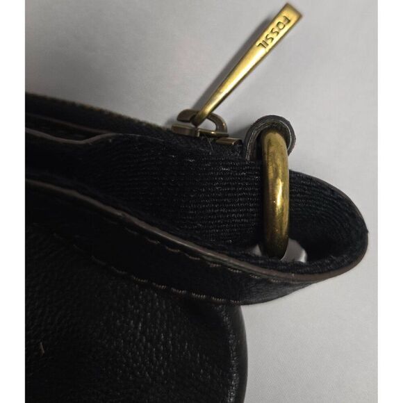 Fossil Black Leather Crossbody Bag With Brass Accents distressing - Picture 6 of 9